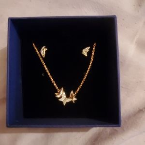 Swarovski Rose gold necklace & earrings